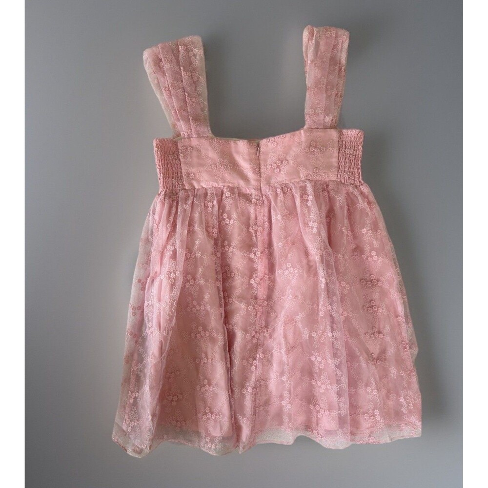 Amanda Uprichard Cindy Lou Dress Pink Embroidered Tule Pleated Size Large - Picture 5 of 9